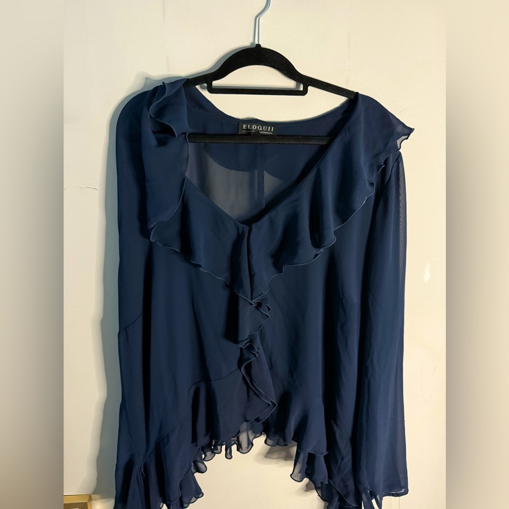 Plus Size Eloquii Ruffle Trim Blouse